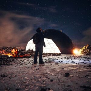 Aurora basecamp in geodesic tent