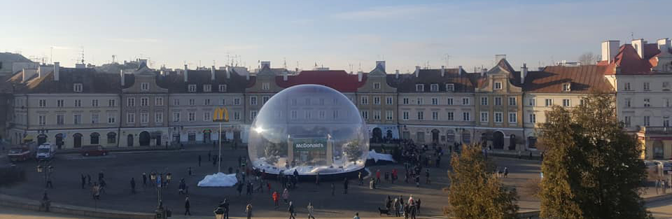 The giant inflatable bubble in the middle of the city